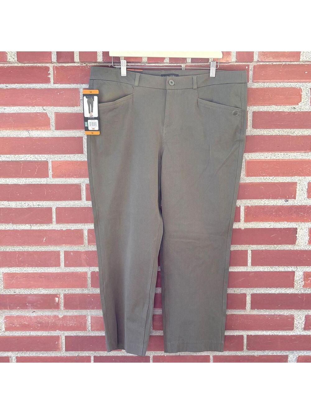 Banana Republic Slim Straight Cropped Pants Olive Night Size 16